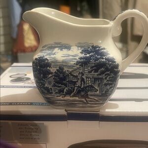 Blue and White Ceramic Pitcher